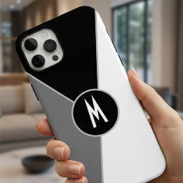 Monogrammen zwart-wit zwart-zwart kleurenblok iPhone 16 pro max hoesje
