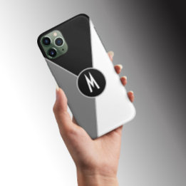 Monogrammen zwart-wit zwart-zwart kleurenblok iPhone 13 pro max hoesje