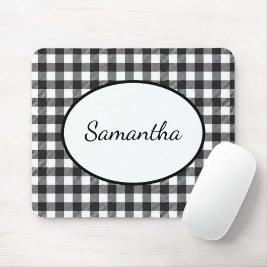 Monogrammen zwart-witte buffelplaat muismat (Met muis)
