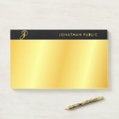 Monogrammen zwarte en goudlegante Sjabloon Post-it® Notes (Op bureau)