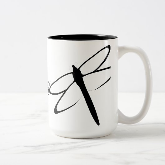 Monogrammen zwarte en witte dragonfly Mok (Rechts)