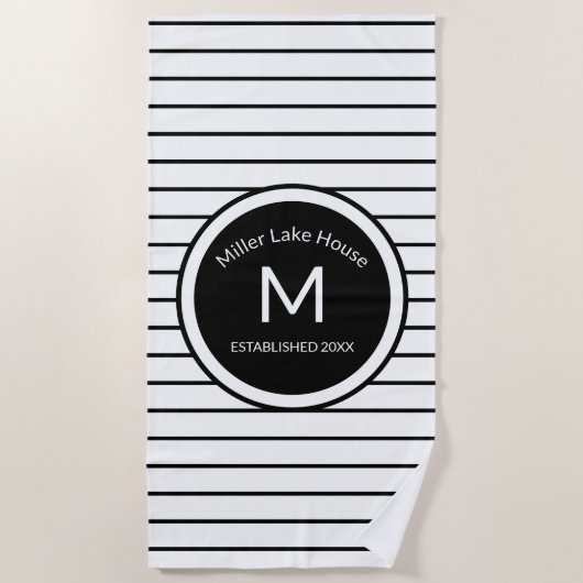 Monogrammen zwarte en Witte stripper Strandlaken (Voorkant)