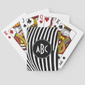 Monogrammen zwarte en witte zebrastripes speelkaarten (Achterkant)
