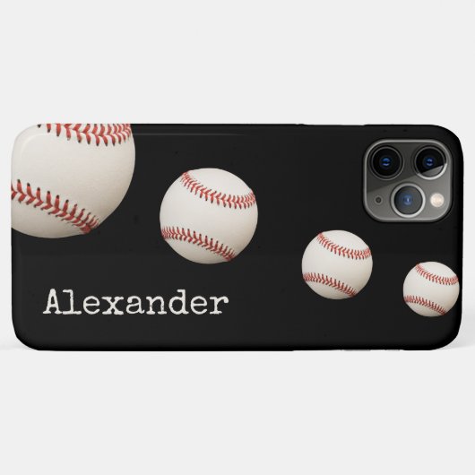 Monogrammen: zwarte honkbalsport Case-Mate iPhone case (Achterkant (horizontaal))