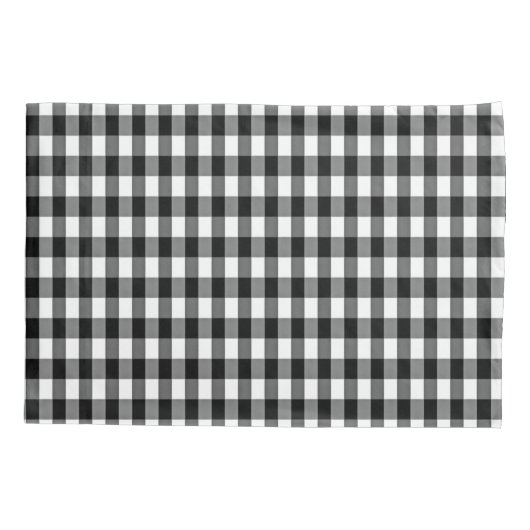 Monogrammen zwarte/witte Kussenslopen van Gingham (Achterkant-Links)