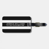 Monogrammen zwarte & witte strepen & witte poot bagagelabel (Achterkant horizontaal)