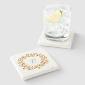 Monogrammer Herfstkrans Aangepaste Herfst Schilder Stenen Onderzetter (Zijkant)