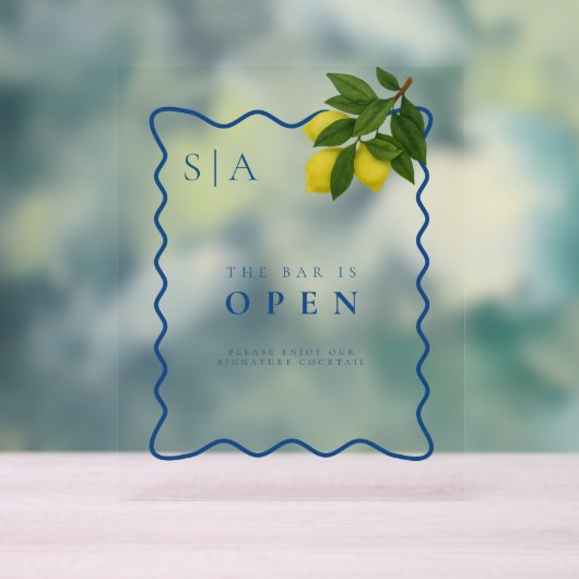 Monogrammes Citron Citron, Vague Bleue Bordure Mar (Neutre)