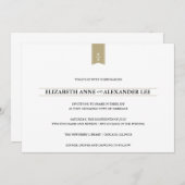 Monogrammes classiques Faire-part de mariage d'or (Devant / Derrière)