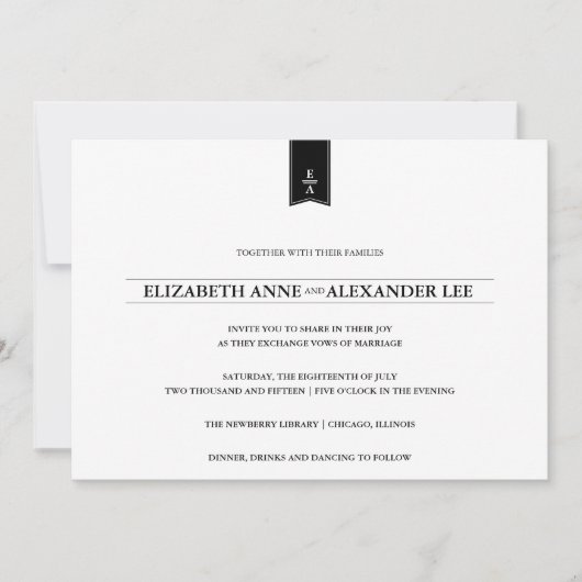 Monogrammes classiques noirs et faire-part de (Devant)