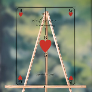 Monogrammes Coeurs Jouer Carte Mariage Affiche de