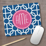 Monogrammes de Motif géométrique rose et bleu chau<br><div class="desc">Un design en zag graphique et audacieux,  aux couleurs fraîches et joyeuses. Si vous devez ajuster le monogramme,  cliquez sur le bouton customiser et apporter des modifications.</div>
