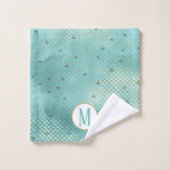 Monogrammes Gold et Blue Ombre Mermaid (Gant de toilette)