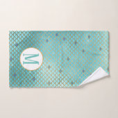 Monogrammes Gold et Blue Ombre Mermaid (Serviette à main)