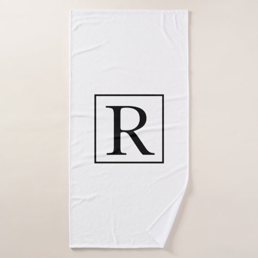 Monogrammes initial noir blanc Nom personnalisé mi (Serviette de bain)