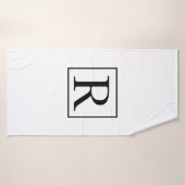 Monogrammes initial noir blanc Nom personnalisé mi (Serviette de bain)