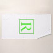 Monogrammes initial vert néon blanc coloré brillan (Serviette de bain)