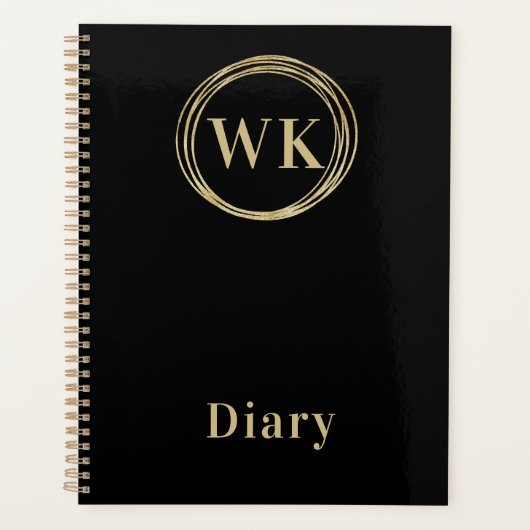 Monogrammes Initiales Noir Cercles Or Journal (Devant)