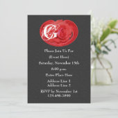 Monogrammes Initiales Rose rouge Floral Invitation (Debout devant)