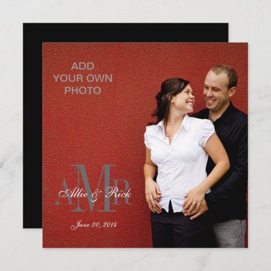 Monogrammes modernes avec invitations à des mariag (Devant / Derrière)