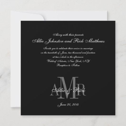 Monogrammes modernes avec invitations à des mariag (Dos)