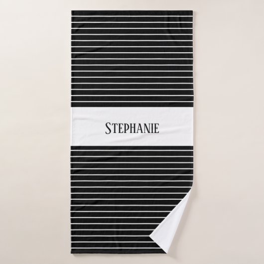 Monogrammes noirs blancs Camouflage rayures Motif (Serviette de bain)