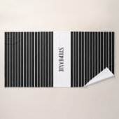 Monogrammes noirs blancs Camouflage rayures Motif (Serviette de bain)