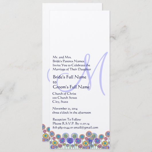 Monogrammes nouvelles tailles 4.25x9.25 Faire-part (Devant / Derrière)