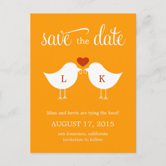 Monogrammes Oiseaux Enregistrer La Carte Date (Devant)