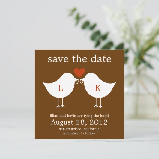 Monogrammes Oiseaux Enregistrer La Carte Date - Ch (Debout devant)