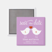 Monogrammes Oiseaux Enregistrer La Date Magnet (Recto/Verso)