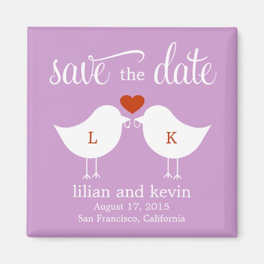 Monogrammes Oiseaux Enregistrer La Date Magnet (Devant)