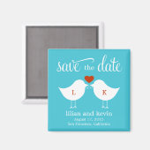 Monogrammes Oiseaux Enregistrer La Date Magnet (Recto/Verso)