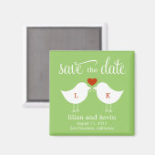 Monogrammes Oiseaux Enregistrer La Date Magnet (Recto/Verso)