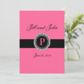 Monogrammes P Invitations de mariage rose fleur de (Debout devant)
