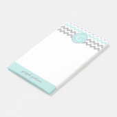 Monogrammes Post-it® de Aqua Gray Chevron (Incliné)