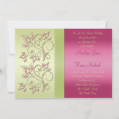 Monogrammes vert rose Faire-part de mariage floral (Dos)