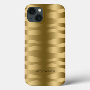 Monogrammetaal goud met zebrastripes iPhone 13 hoesje
