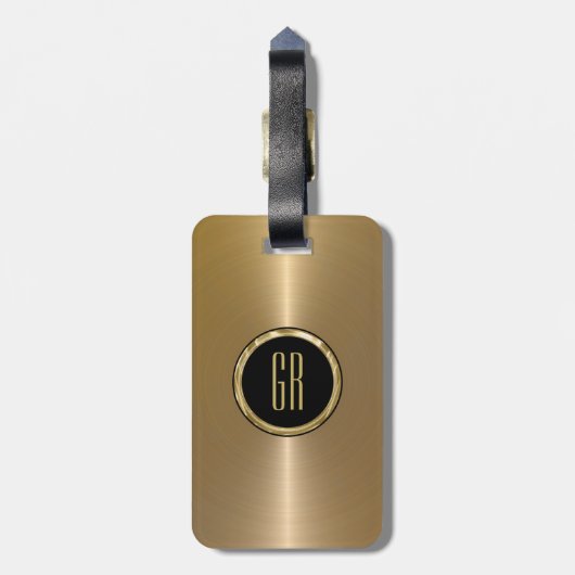 Monogrammetaal goud, roestvrij staal bagagelabel (Achterkant verticaal)