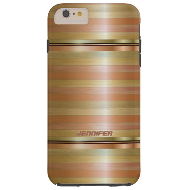 Monogrammetaal metaalkoperstripes Gold-accenten Case-Mate iPhone Case (Achterkant)