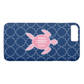 Monogrammofoonroze Zee Turtle Blue Quatrefoil Case-Mate iPhone Case (Achterkant (Horizontaal))