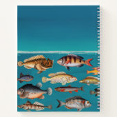 Monogrammofoonvis in de blauwe zee notitieboek (Achterkant)