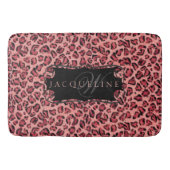 Monogramnaam Bath Decor Leopard Print Pink Badmat (Voorkant)