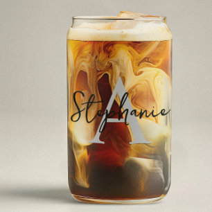 Monogramnaam gepersonaliseerd script blikvorm glas