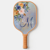 Monogramnaam Lovely Pink Soft Pastel Flowers Pickleball Paddle (Voorkant)
