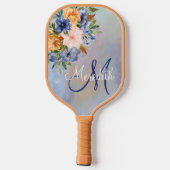 Monogramnaam Lovely Pink Soft Pastel Flowers Pickleball Paddle (Achterkant)