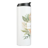 Monogramnaam Peony en Gold Flowers Thermosbeker (Gedraaid links)