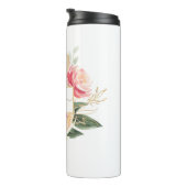 Monogramnaam Peony en Gold Flowers Thermosbeker (Geroteerd rechts)