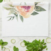 Monogramnaam Peony en Gold Foil Bloom Theedoek (Gevouwen)