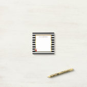 Monogramnaam rozen zwart-wit strepen post-it® notes (Op bureau)